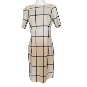 Chic Plaid Midi Dress in Cream and Black